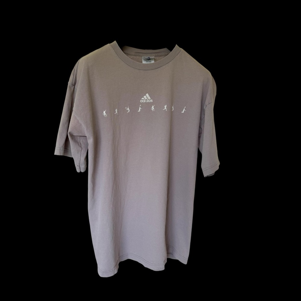90's Adidas T-Shirt Brown Short Sleeve Sports Silhouettes Size Large
